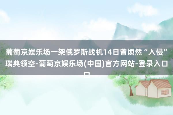 葡萄京娱乐场一架俄罗斯战机14日曾顷然“入侵”瑞典领空-葡萄京娱乐场(中国)官方网站-登录入口