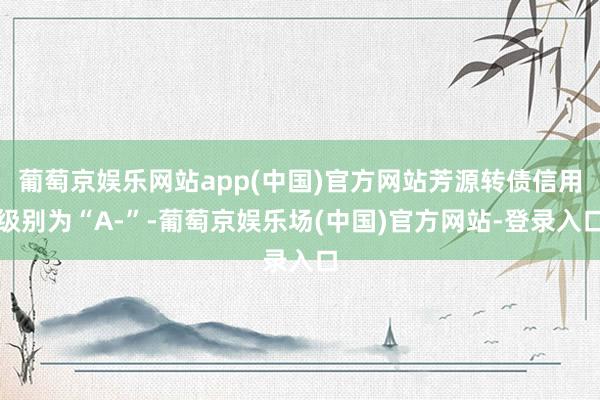 葡萄京娱乐网站app(中国)官方网站芳源转债信用级别为“A-”-葡萄京娱乐场(中国)官方网站-登录入口