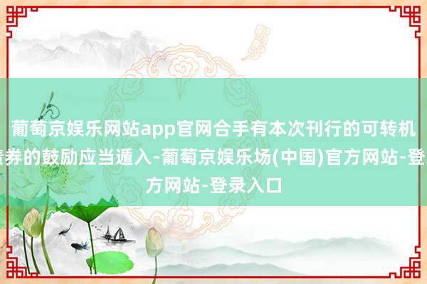 葡萄京娱乐网站app官网合手有本次刊行的可转机公司债券的鼓励应当遁入-葡萄京娱乐场(中国)官方网站-登录入口