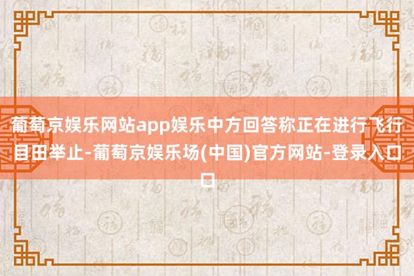 葡萄京娱乐网站app娱乐中方回答称正在进行飞行目田举止-葡萄京娱乐场(中国)官方网站-登录入口