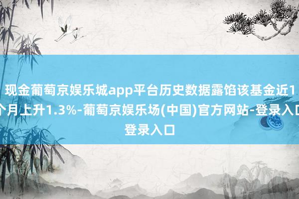 现金葡萄京娱乐城app平台历史数据露馅该基金近1个月上升1.3%-葡萄京娱乐场(中国)官方网站-登录入口