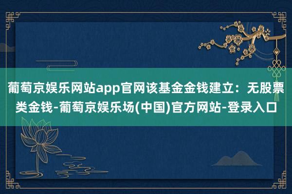 葡萄京娱乐网站app官网该基金金钱建立：无股票类金钱-葡萄京娱乐场(中国)官方网站-登录入口